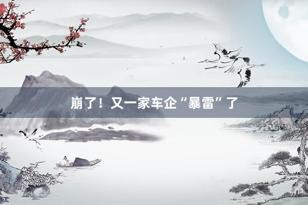 崩了！又一家车企“暴雷”了