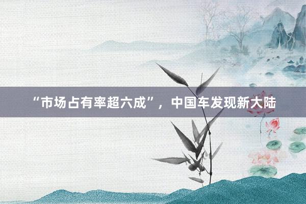 “市场占有率超六成”，中国车发现新大陆