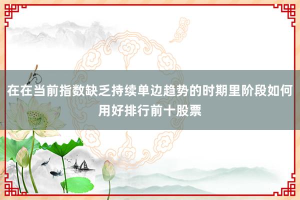在在当前指数缺乏持续单边趋势的时期里阶段如何用好排行前十股票