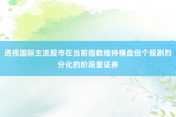 透视国际主流股市在当前指数维持横盘但个股剧烈分化的阶段里证券