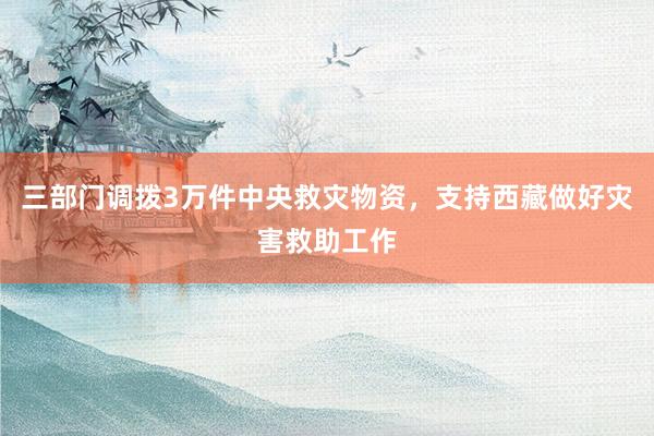 三部门调拨3万件中央救灾物资，支持西藏做好灾害救助工作