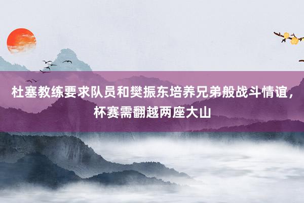 杜塞教练要求队员和樊振东培养兄弟般战斗情谊，杯赛需翻越两座大山