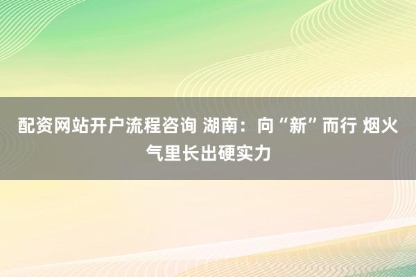 配资网站开户流程咨询 湖南：向“新”而行 烟火气里长出硬实力