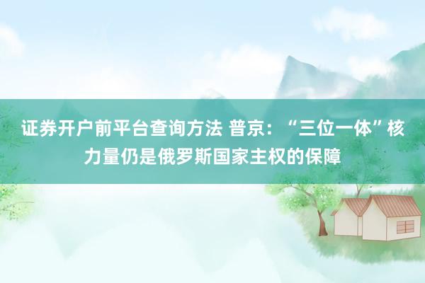 证券开户前平台查询方法 普京：“三位一体”核力量仍是俄罗斯国家主权的保障