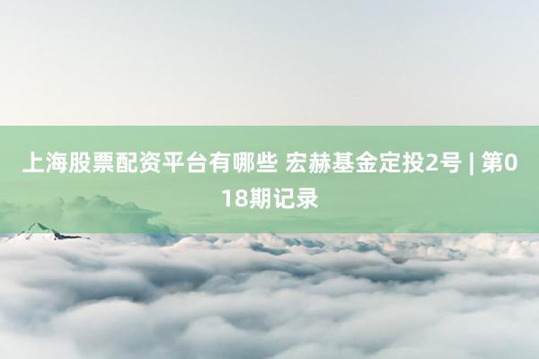 上海股票配资平台有哪些 宏赫基金定投2号 | 第018期记录