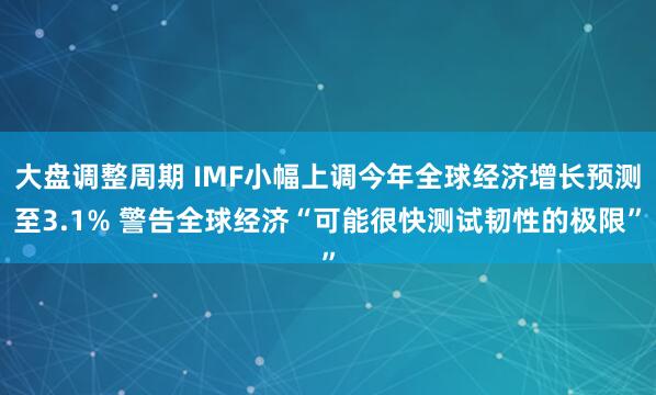 大盘调整周期 IMF小幅上调今年全球经济增长预测至3.1% 警告全球经济“可能很快测试韧性的极限”