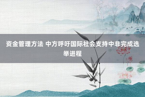 资金管理方法 中方呼吁国际社会支持中非完成选举进程